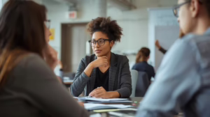 Career development conversations supporting employee growth and internal mobility